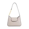 Sac à épaule tressé argenté pour femme, sac sous les bras chic avec chaîne dorée et rabat. - Argent