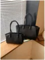 Sac cabas noir classique ensemble, grand sac porté épaule pour femme travail quotidien style. - L / Noir