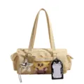 Sac cabas épaule jaune anime japonais Ita avec impression d'étoiles et fenêtre transparente - Avec Pendentif / Jaune
