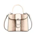 Sac a main femme vintage poignee superieure, elegante sacoche effet croco bandouliere. - Blanc