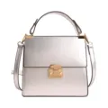 Metallic Silver Top-Handle Crossbody Square Bag Stylish Fashion Ladies Handbag Variant - Silver