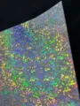 Detail view of holographic glitter cardstock, shimmering double-flash backing paper. - Checkered Big Polka Dots