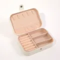White PU leather portable jewelry box mini travel organizer for rings necklaces case - 16*11*5 / Ivory