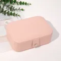 Portable pink PU leather jewelry storage box with snap closure for rings and necklaces. - 16*11*5 / Pink