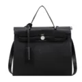 Sac a main Kelly en toile et cuir noir classique poignee superieure bandouliere - Noir