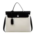 Sac Kelly en toile noire et blanche, élégant sac à bandoulière pour les femmes au quotidien. - Blanc et Noir