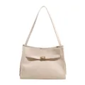 Minimalistische beige schoudertas tote, grote capaciteit werk zacht leer retro handtas. - Broken Wit