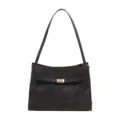 Klassieke vintage stijl dames schoudertas, grote zwarte PU lederen shopper handtas. - Zwart