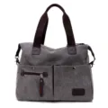 Borsa a tracolla vintage in tela per uomo e donna grande capacità borsa da viaggio casual - Grigio