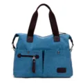 Borsa a tracolla in tela blu vintage grande capacità borsa da viaggio casual quotidiana - Blu