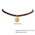 Gargantilla con estampado de leopardo y colgante de bola redonda dorada, joya de moda para mujer. - Gargantilla de Leopardo con Colgante de Bola de 1.6cm (NC-2827G-5)