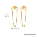 Bellissimo orecchino a clip con catena pendente cuore perla finta oro 5.5cm - 5.5x1.7cm / Stile Frangia Cuore (EH-835G03)