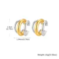 Eleganti orecchini a clip a tre strati in acciaio inossidabile color oro e argento - Coppia (Bicolore)