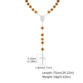 Collier chapelet en perles de bois vintage avec pendentif crucifix pour femme long. - Style Long Martelé (NC-2442S)