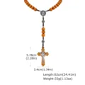 Collier chapelet en perles de bois avec crucifix en alliage et médaille, bijoux religieux vintage. - Style Médaillon En Relief (NC-2443S)