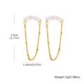Acciaio inossidabile finta perla catena orecchino a cuffia oro per donna elegante - 5.5x1.45cm / Stile Frangia Capasanta (EH-835G01)