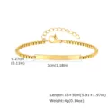 Gold stainless steel ID bracelet with curved blank plate, adjustable box chain style detail. - Gold 15+5CM