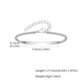Stainless steel silver curved ID bar bracelet, adjustable length box chain for women daily wear. - Steel Color 17+5CM