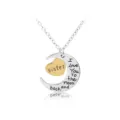 Heart moon necklace with sister engraved charm, silver and gold two-tone pendant jewelry - Sister Moon Heart Necklace (A1126-Sister) / Gold and Silver Two-tone