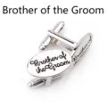 Boutons de manchette homme mariage frere du marie en metal argente style oval mode - Frère Du Marié (B1154)