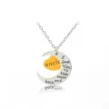 Silver moon and gold heart necklace with romantic engraved message, stylish gift for loved ones. - Uncle Moon Heart Necklace (A1126-Uncle) / Gold and Silver Two-tone