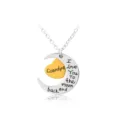 Silver crescent moon and gold heart necklace with loving grandfather engraving for women gifts - Grandpa Moon Heart Necklace (A1126-Grandpa) / Gold and Silver Two-tone
