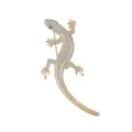 Detailed close-up of a stunning gold-plated lizard brooch encrusted with sparkling clear cubic zirconia. - Gold Style (K1013-GO) / Gold