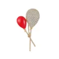 Exquisite rhinestone and red enamel balloon brooch pin, elegant gold tone fashion accessory. - K1029-Gold