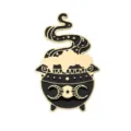 Broche émaillée chaudron de sorcière gothique noir or magique lune triple pin’s - C1769BL Noir