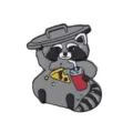 Cute cartoon raccoon metal enamel brooch pin, funny trash can badge clothing accessory - Raccoon (C1822-6)