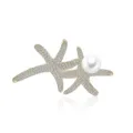 Elegant double starfish pearl brooch with sparkling pavé zircon for women coats suits - Style K1020-2