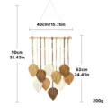 Handmade woven leaf tapestry Bohemian wall hanging decor with size specifications display SKU - Style 2