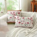 Jacquard floral decorative pillow cover set for sofa, elegant vintage cushion case for room. - 45x45 Pillowcase (Cover Only) / Carnation Bouquet (Green Fabric)