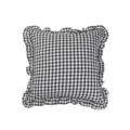 Black and white checkered throw pillow with ruffled edges for cozy home decor and sofa styling. - Black Check Ruffle
