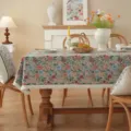 Nappe jacquard à fleurs style vintage avec glands élégants pour table à manger rectangulaire. - 140*220 / Printemps + gland dense