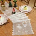 Camino de mesa de Navidad de encaje blanco con patron de campana y copo de nieve fiesta - 90CM de Largo / Encaje Campana