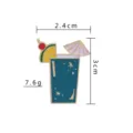 Broche esmaltado de vaso de cóctel de verano, lindo pin de metal creativo para ropa y accesorios. - Estilo Cóctel Paraguas Azul