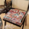 Ethnic patchwork square seat cushion for home and office, thick comfortable chair pad decor. - Yarn-Dyed Light Ethnic Style
