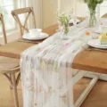 Vintage floral embroidered table runner sheer mesh white wedding dining table decor cloth. - 150*260 / White Mesh Embroidery