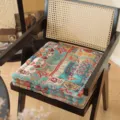 American country style square seat cushion, thicken floral fabric pad for office and home. - Yarn-dyed Blue Patchwork