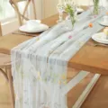Vintage embroidered sheer mesh table runner for wedding and home dining table decor chic - 150*260 / Blue Mesh Embroidery