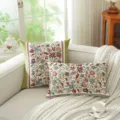 Jacquard floral throw pillow cover variant, patchwork cushion for living room sofa decoration. - 45x45 Pillowcase (Cover Only) / Garden on White (Green Fabric)