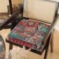 Ethnic geometric patterned thick seat cushion for home and office chair, comfortable. - Yarn-dyed Dark Ethnic