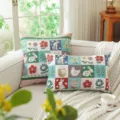 Jacquard Easter Throw Pillow Cover Patchwork Rabbit Floral Sofa Cushion Variant Model - Plaid Rabbit (Pink Fabric)
