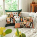 Easter decorative pillow cover yarn-dyed jacquard rabbit floral cushion case for sofa - Carrot Rabbit (Dark Green Fabric)