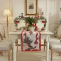 Weihnachtstischlaeufer festliche dekorative Baumwolle Polyester Jacquard Esstischdecke Abdeckung - 34*180cm / Positionierte Zierbänder