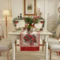 Weihnachtstischlaeufer festlicher Jacquard Esstisch Dekoration Polyester Baumwolle Tuch - 34*180cm / Positionierte Weihnachtskugeln