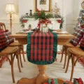 Christmas red and green plaid table runner with ruffled edge for holiday dining table decor. - 35X140cm / Gold Silk Red Grid with Green Ruffles