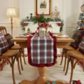 Christmas plaid table runner with red ruffled edge, festive holiday dining decor for home table. - 35X140cm / White Grid with Jujube Red Ruffles