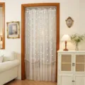 French style embroidered lace double layer beaded mesh door curtain for home decor - Embroidered Yellow Flowers Double Layer (Width 100, Suitable for 80-100 Wide Door Openings, Rod Not Included)
